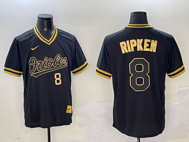 Men Baltimore Orioles 8 Ripken Black Gold Game 2025 Nike MLB Jersey style 5